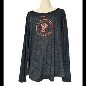 Nike Charcoal Heather Long Sleeve with Orange Princeton Logo